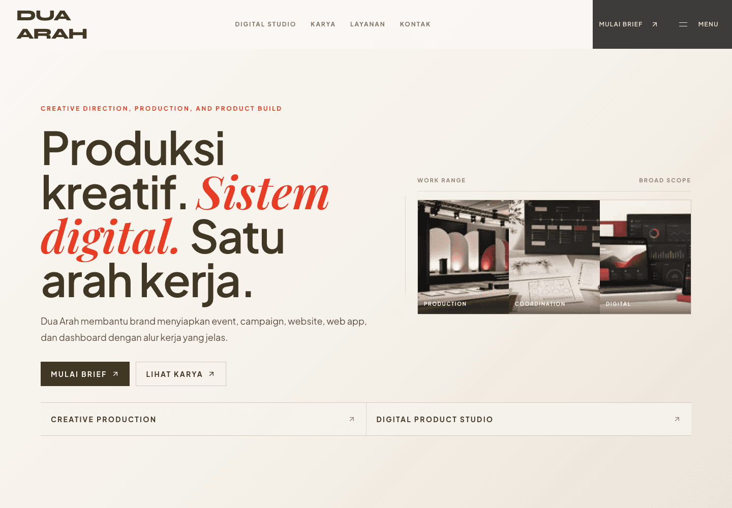 Dua Arah Production Website portfolio thumbnail